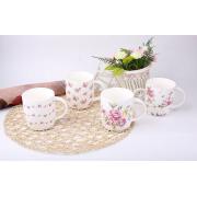 New Bone China Mugs with roses printing-36 pcs/cs