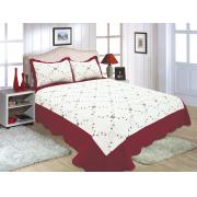 #510-52, Quilt Twin Size, White/Burgundy Color