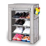 4-Tier Shoe Closet with Fabric Cover-Gray Color-23.6