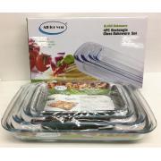 4PC Rectangular Borosilicate Glass Bakeware Set-1/1.6/2.2/3L/-3 SETS/CS