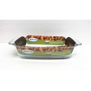 #867-D Rectangular Borosilicate Glass Bakeware with Dotted Handle-1.5L/50.5OZ-12 PCS/CS