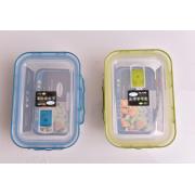 #9012, 830ml/28.36oz Rectangle Glass Container with 2 Color Lid 