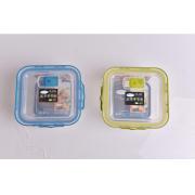 #9015, 550ml/18.79oz Square Glass Container with 2 Color Lid 