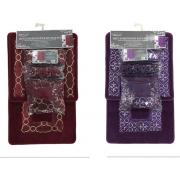 18-PC Embroidered Bath Mat Set-burgundy and purple color-6 sets/cs