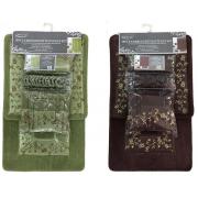 18-PC Embroidered Bath Mat Set-coffee and sage color-6 Sets/cs