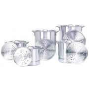 15 Piece 12+16+20+24+32QT Stock Pot Set with Steamer-1 set/cs