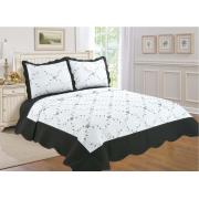 Twin Size Quilt Set-Charcoal Color/White