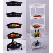 5-Tier Plastic Rack with Wheels-Black/White assorted-6 PCS/CS