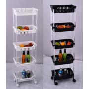 5-Tier Plastic Rack with Wheels-white and black assorted-4PCS/CS