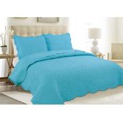 #510-110 Twin Size Quilt Set with Solid Turquoise Color