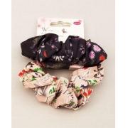 #005-348-Floral Fabric Hair Scrunchies 2 ct-12pcs/cs