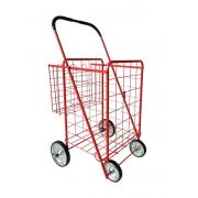 #NC-156-RD, Red L Size Dual Basket Shopping Cart with 4 Metal Wheels-1PC/CS,3PCS/big case
