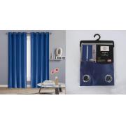 #P-018, Maria Navy Color Faux Silk Window Curtain Panel-24PCS/CS	