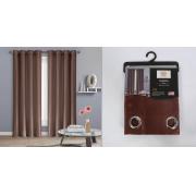 #P-028, Maria Dark Brown Color Faux Silk Window Curtain Panel-24PCS/CS	