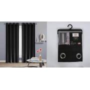 #P-031, Maria Black Color Faux Silk Window Curtain Panel-24PCS/CS	