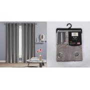 #P-032, Maria Dark Silver Color Faux Silk Window Curtain Panel-24PCS/CS	