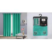 #P-033, Maria Aqua blue Color Faux Silk Window Curtain Panel-24PCS/CS	