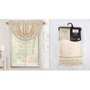 #V-044, Flora Blackout Ivory Jacquard Valance with header-24PC/CS