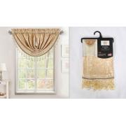 #V-045, Flora Blackout Gold Jacquard Valance with header-24PC/CS