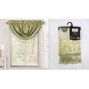 #V-046, Flora Blackout Sage Jacquard Valance with header-24PC/CS