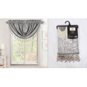 #V-047, Flora Blackout Grey Jacquard Valance with header-24PC/CS
