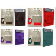  #1408-MIX3, 7mm pile Mixed color 3PC Solid bath mat-12sets/cs