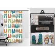 #1413-15,180g Canvas Fabric Printed Shower Curtain- 12 pcs/cs