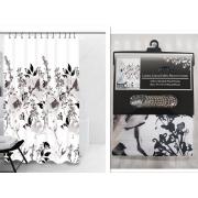 #1413-23,180g Canvas Fabric Printed Shower Curtain- 12 pcs/cs