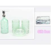 4PC Blue Glass Soap Dispenser Set with Gift Pack-6 sets/cs