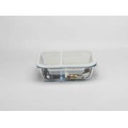 1040ml/35OZ Dual Compartment Rectangle glass food container