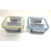 600ml/20.29OZ Dual-Compartment Square Glass Food Storage Container-12PCS/CS