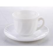 Opal White Coffee Cup and Saucer Set